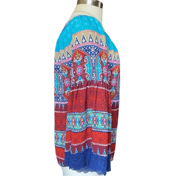 Soulmates Vibrant Patterned Off-Shoulder Blouse - Picture 4 of 13